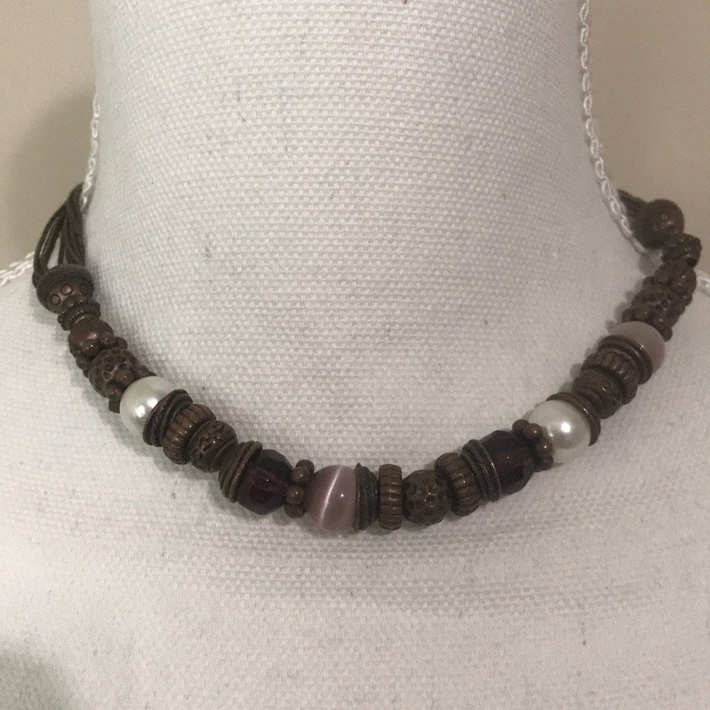 Cookie lee choker brown adjustable necklace